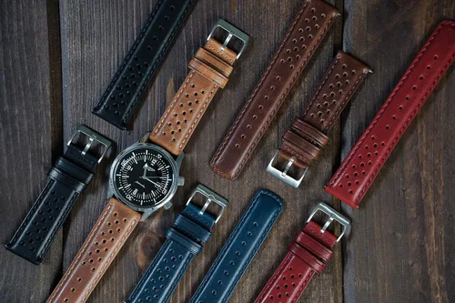 Vista 8 de Barton Racing & Rally Horween - Correas de cuero con barras de resorte de liberación rápida integradas, longitud estándar para muñecas de 5 a 8 a
