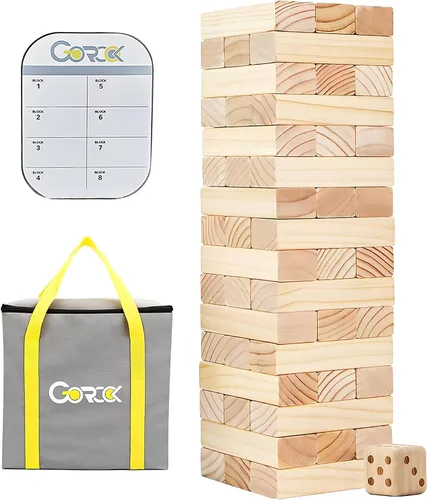 GOROCK Juego de torre gigante de volteo, juego de apilamiento de bloques de