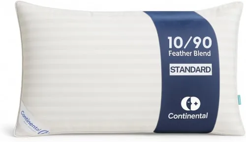 Continental Bedding Almohada de plumas para dormir de lado, 10% plumón, 90% relleno de plumas, loft mediano de 6 pulgadas, 300 hilos, 100% algodón