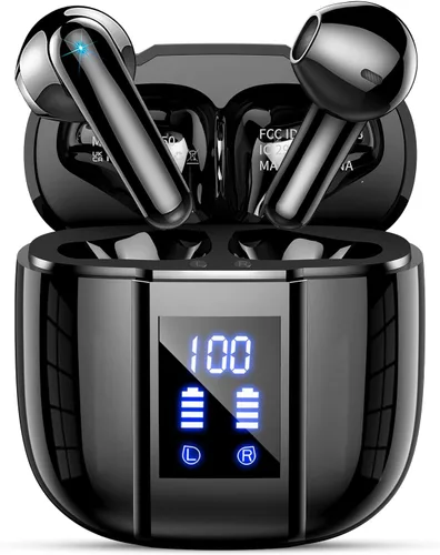 Auriculares inalámbricos, auriculares Bluetooth 5.4, 48H+, auriculares estéreo, auriculares con pantalla LED con micrófono, IP7 impermeable en el
