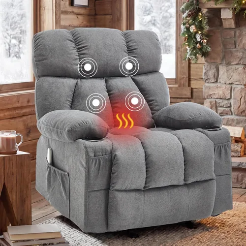 Rocker - Silla reclinable para sala de estar con masaje por vibración y Gris