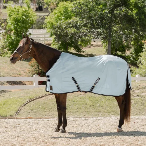 Equinavia Gard - Sábana para mosca, construcción de nailon duradero, cobertura extendida, azul claro, 72 pulgadas | Turnout Horse Fly Sheets,